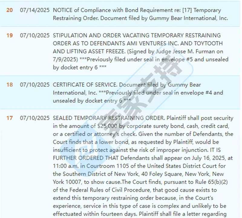 25-cv-04832，Gummy Bear果冻熊商标&版权首维权，64店涉案！